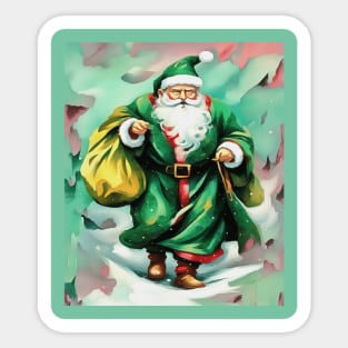 Father Christmas Wearing Green Robes Sticker